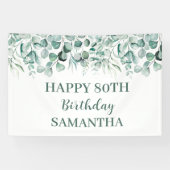 Happy 80. Geburtstag Eukalyptus Botanisch Rustikal Banner (Horizontal)