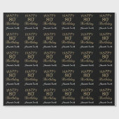 Happy 80. Geburtstag Gold Glitzer Wrapping Paper Geschenkpapier (Flach)