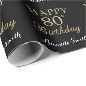 Happy 80. Geburtstag Gold Glitzer Wrapping Paper Geschenkpapier (Rolleneckpunkt)
