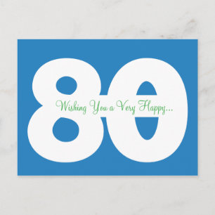 Happy 80. Geburtstag Meilenstein Postkarten - in B