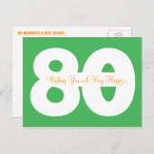 Happy 80. Geburtstag Meilenstein Postkarten - in G (Vorne/Hinten)