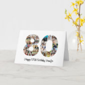 Happy 80. Geburtstag Nummer 80 Custom Foto Collage Karte (Gelbe Blume)