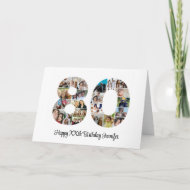 Happy 80. Geburtstag Nummer 80 Custom Foto Collage Karte