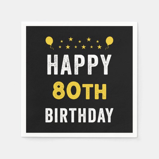 Happy 80. Geburtstag Oktogenarian Celebration Part Serviette (Vorderseite)