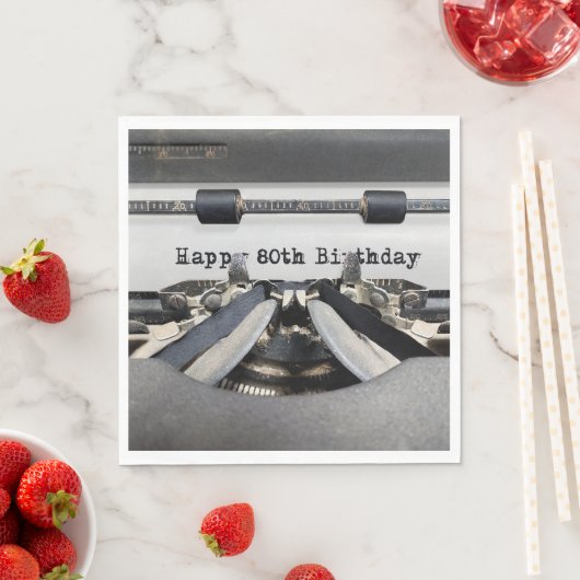 Happy 80. Geburtstag Retro Schreibmaschine Serviette (Beispiel)