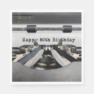 Happy 80. Geburtstag Retro Schreibmaschine Serviette