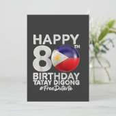 Happy 80. Geburtstag Tatay Digong Duterte PRRD Einladung (Stehend Vorderseite)