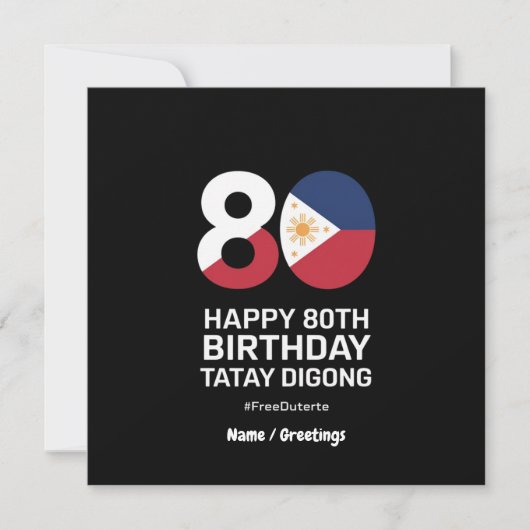 Happy 80. Geburtstag Tatay Digong Free Duterte Einladung (Vorderseite)