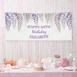 Happy 80. Geburtstag Wisteria Purple Blumen Banner