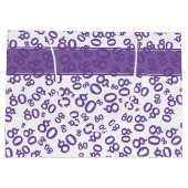 Happy 80. Geburtstag Zahlenmuster Lila/weiß Große Geschenktüte (Rückseite)