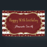 Happy 80th Birthday Banner Burgundy Gold Glitter<br><div class="desc">Happy 80th Birthday Banner for women or man. Burgundy und Gold Birthday Party Banner. Gold Glitter Confetti. Burgundy und White Stripes. Vorzügliche Digital. For further customization,  please click the "Customize it" button and use our design tool to modify this template.</div>