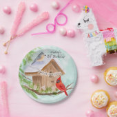 Happy 80th Birthday Birds at Birdhouse Pappteller (Party)