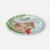 Happy 80th Birthday Birds at Birdhouse Pappteller (Schrägansicht)