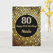 Happy 80th Birthday Black and Gold Glitter Card Karte (Gelbe Blume)