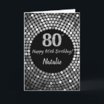 Happy 80th Birthday Black and Silver Glitter Card Karte<br><div class="desc">Happy 80th Birthday Black and Silver Glitter Card with personalized name. For further customization,  please click the "Customize it" button and use our design tool to modify this template.</div>