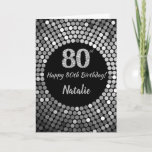 Happy 80th Birthday Black and Silver Glitter Card Karte<br><div class="desc">Happy 80th Birthday Black and Silver Glitter Card with personalized name. For further customization,  please click the "Customize it" button and use our design tool to modify this template.</div>