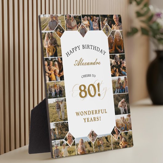 Happy 80th Birthday Personalized Photo Collage Fotoplatte