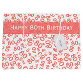 Happy 80th Coral/White Random Number Pattern Große Geschenktüte (Vorderseite)