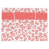 Happy 80th Coral/White Random Number Pattern Große Geschenktüte (Rückseite)