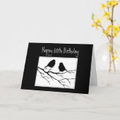 Happy 80th, Eightieth, Birthday Two Birds Karte (Gelbe Blume)