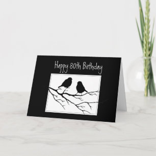 Happy 80th, Eightieth, Birthday Two Birds Karte