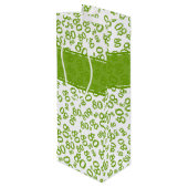 Happy 80th Green/White Random Number Pattern Geschenktüte Für Weinflaschen (Rückseite Schrägansicht)
