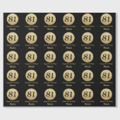 Happy 81. Geburtstag Black and Gold Glitzer Geschenkpapier (Flach)