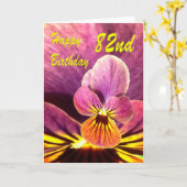 Happy 82. Geburtstag Blume Pansy Karte (Gelbe Blume)