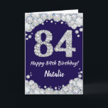 Happy 84. Geburtstag Navy Blue und Silver Glitzer Karte<br><div class="desc">Happy 84. Geburtstag Navy Blue und Silver Glitzer Card mit personalisiertem Namen. Für weitere Anpassungen klicken Sie bitte auf die Schaltfläche "Anpassen" und verwenden Sie unser Designwerkzeug,  um diese Vorlage zu ändern.</div>