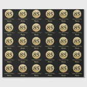 Happy 85. Geburtstag Black and Gold Glitzer Geschenkpapier (Flach)