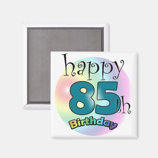 Happy 85. Geburtstag (blauw) Magnet (Vorderseite/Rückseite)
