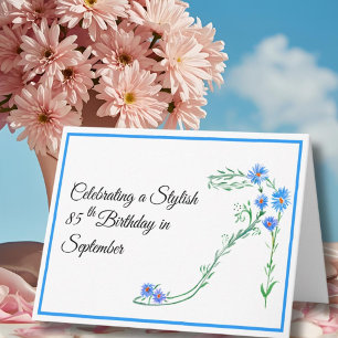 Happy 85. September Geburtstag Blue Aster Blume Karte