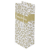 Happy 85th Random Number Pattern Gold/White Geschenktüte Für Weinflaschen (Vorderseite Schrägansicht)