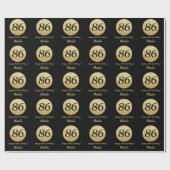 Happy 86. Geburtstag Black and Gold Glitzer Geschenkpapier (Flach)