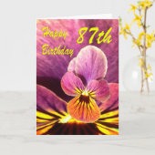 Happy 87. Geburtstag Blume Pansy Karte (Gelbe Blume)