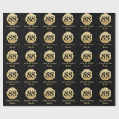 Happy 88. Geburtstag Black and Gold Glitzer Geschenkpapier (Flach)