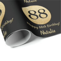 Happy 88. Geburtstag Black and Gold Glitzer