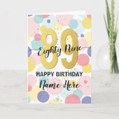 Happy 89. Geburtstag Pastel Rainbow Gold Frau Karte (Vorderseite)