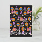 Happy 8. Geburtstag Einladung Geburtstag #8 Black (Stehend Vorderseite)