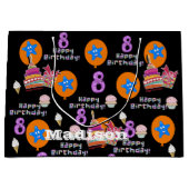 Happy 8. Geburtstag Geschenktasche #8 Black Große Geschenktüte (Vorderseite)