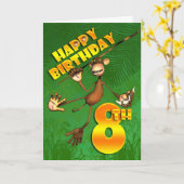 Happy 8. Geburtstag Monkey Banana Karte (Gelbe Blume)