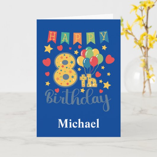 Happy 8. Geburtstagskarte Karte (Gelbe Blume)