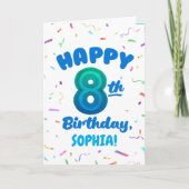 Happy 8th Birthday Card with Custom Name Karte (Vorderseite)