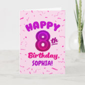 Happy 8th Birthday Card with Custom Name Karte (Vorderseite)