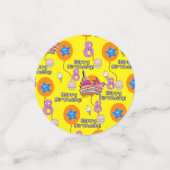 Happy 8th Birthday Confetti, #8 Yellow & Black Konfetti (Klein Vorderseite)