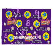 Happy 8th Birthday Geschenktasche #8 Lila Große Geschenktüte (Rückseite)