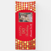 Happy 90. Geburtstag Banner Rot und Gold Foto (Vertikal)