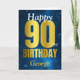 Happy 90. Geburtstag Blue Gold Karte