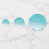 Happy 90. Geburtstag Chic Aquamarin Blue Glitzer Konfetti (Vorderseiten)