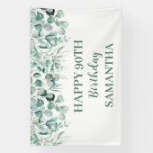 Happy 90. Geburtstag Eukalyptus Botanisch Rustikal Banner (Vertikal)